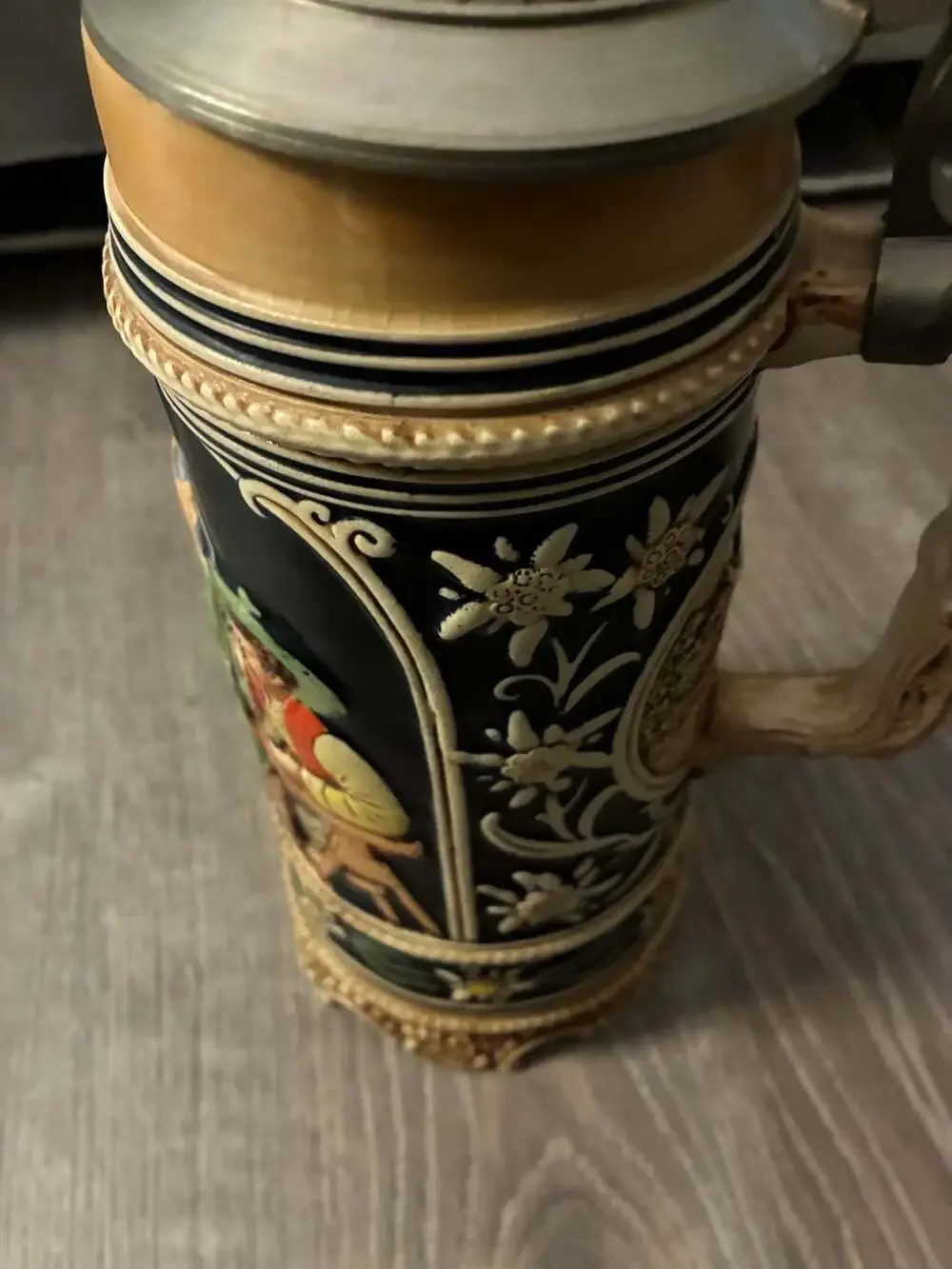 Vintage German Musical Box Souvenir Lidded Beer Stein Famous Cities of Germany